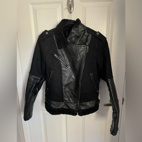BlankNYC Black Faux Fur Biker Jacket - Picture 1 of 4